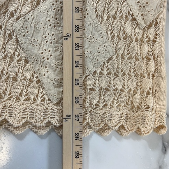 Crystal-Kobe Cardigan Womens 1X Cream Knit‎ Vintage Patchwork Sweater Boho - Picture 8 of 8